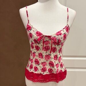 Banana Republic Rose Print Camisole in Pink and Cream
